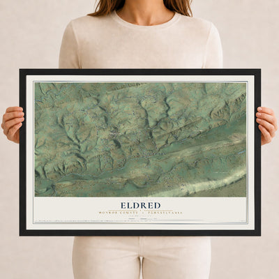 Map of Eldred, Monroe County, Pennsylvania, 12 x 18 inch print in a black wood frame