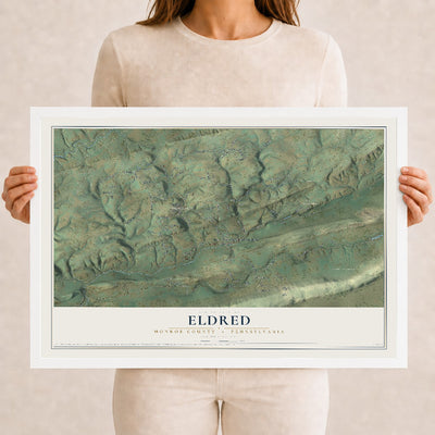 Map of Eldred, Monroe County, Pennsylvania, 12 x 18 inch print in a white wood frame