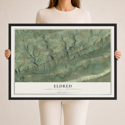 Map of Eldred, Monroe County, Pennsylvania, 24 x 36 inch print in a black wood frame