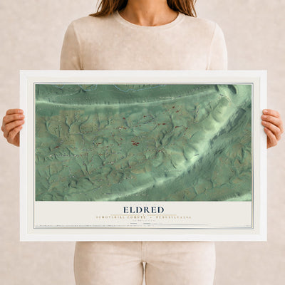 Map of Eldred, Schuylkill County, Pennsylvania, 12 x 18 inch print in a white wood frame