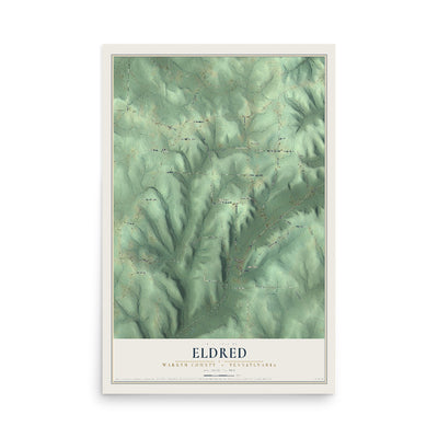 Map of Eldred, Warren County, Pennsylvania, 12 x 18 inch unframed archival matte print