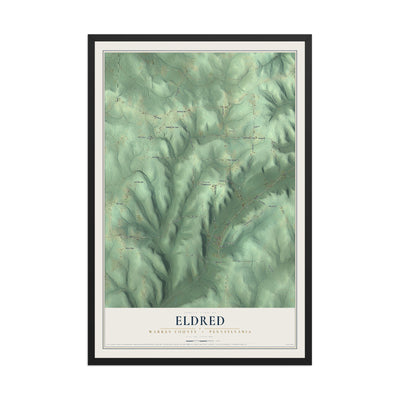 Map of Eldred, Warren County, Pennsylvania, 12 x 18 inch print in a black wood frame