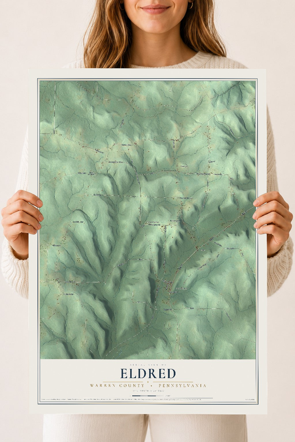Map of Eldred, Warren County, Pennsylvania, 18 x 24 inch unframed archival matte print