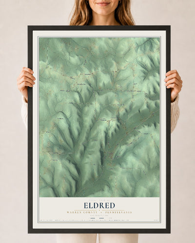 Map of Eldred, Warren County, Pennsylvania, 24 x 36 inch print in a black wood frame