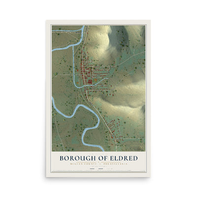 Map of the Borough of Eldred, McKean County, Pennsylvania, 12 x 18 inch unframed archival matte print