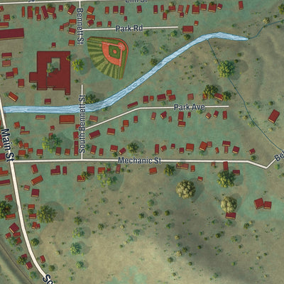 Second close-up of the map of the Borough of Eldred, McKean County, Pennsylvania print showing more streets and buildings