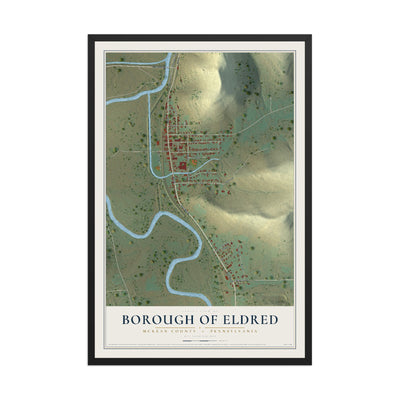 Map of the Borough of Eldred, McKean County, Pennsylvania, 12 x 18 inch print in a black wood frame