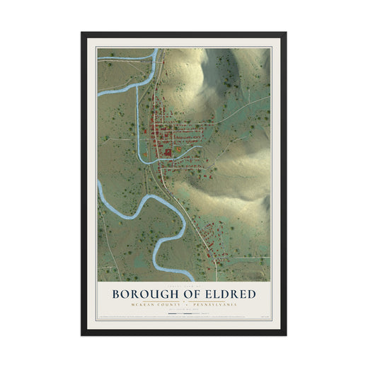 Map of the Borough of Eldred, McKean County, Pennsylvania, 12 x 18 inch print in a black wood frame