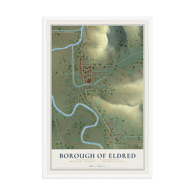 Map of the Borough of Eldred, McKean County, Pennsylvania, 12 x 18 inch print in a white wood frame