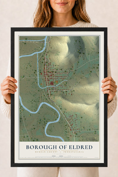 Map of the Borough of Eldred, McKean County, Pennsylvania, 18 x 24 inch print in a black wood frame