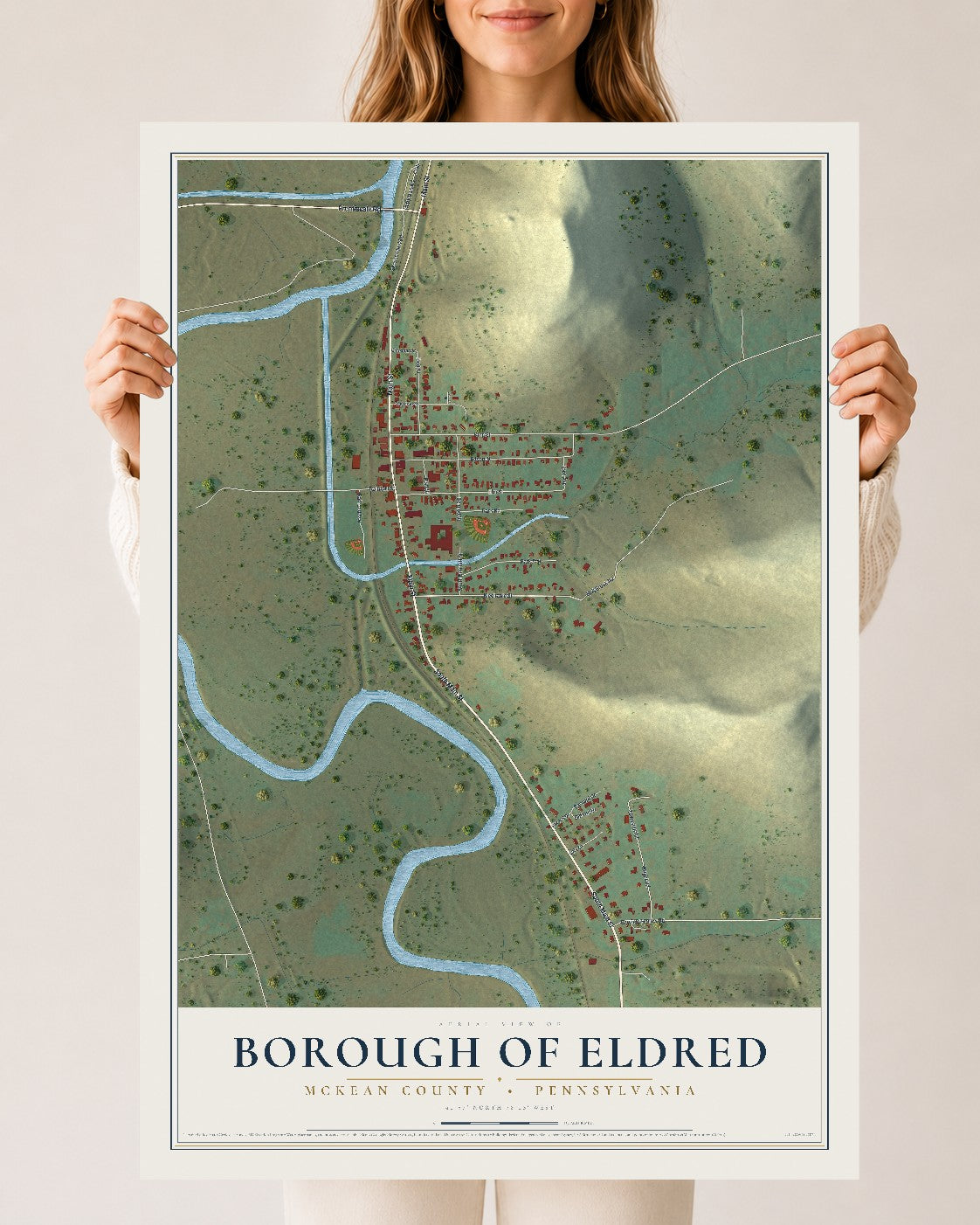 Map of the Borough of Eldred, McKean County, Pennsylvania, 24 x 36 inch unframed archival matte print