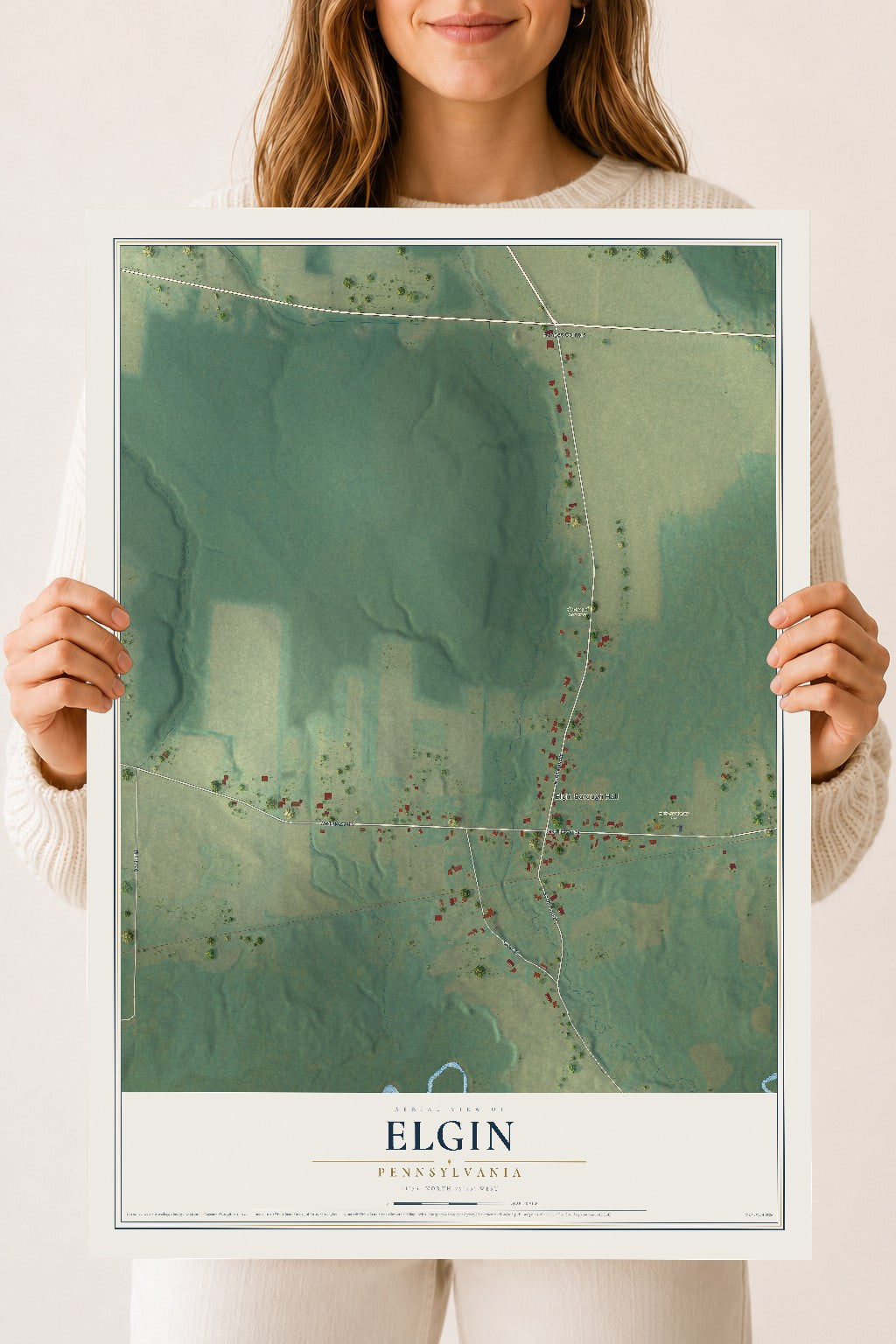 Map of Elgin, Pennsylvania, 18 x 24 inch unframed archival matte print