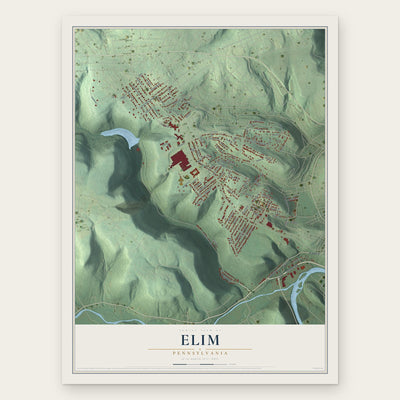 Elim, Pennsylvania map print, the full design