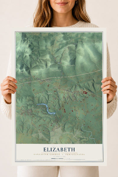 Map of Elizabeth, Lancaster County, Pennsylvania, 18 x 24 inch unframed archival matte print