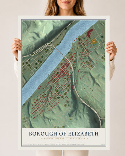 Map of the Borough of Elizabeth, Allegheny County, Pennsylvania, 24 x 36 inch unframed archival matte print