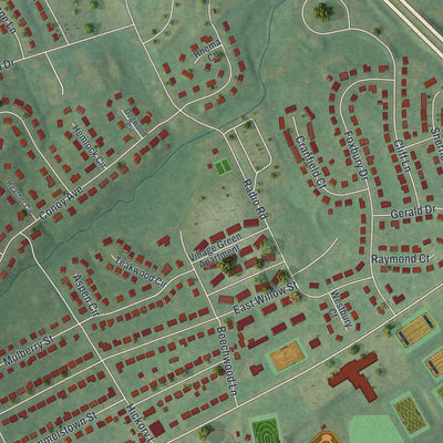Second close-up of the map of Elizabethtown, Pennsylvania print showing more streets and buildings