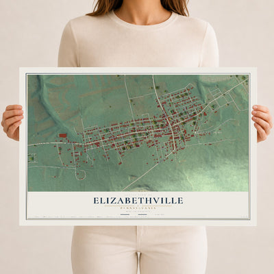 Map of Elizabethville, Pennsylvania, 12 x 18 inch unframed archival matte print