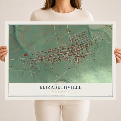 Map of Elizabethville, Pennsylvania, 18 x 24 inch unframed archival matte print