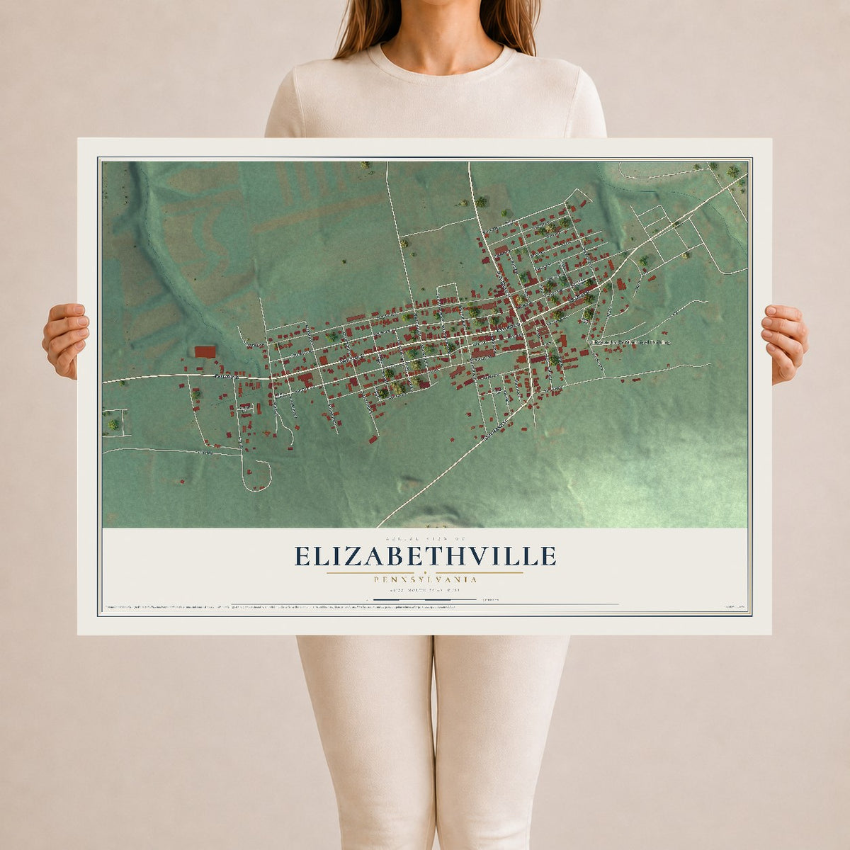 Map of Elizabethville, Pennsylvania, 24 x 36 inch unframed archival matte print