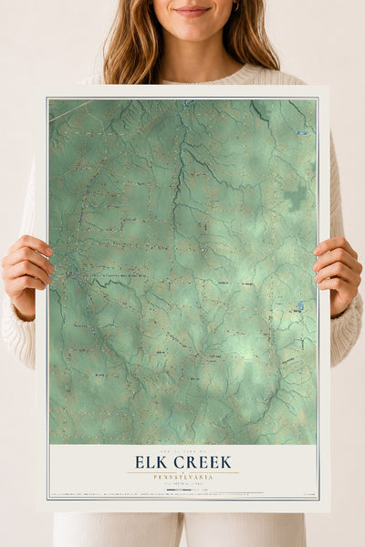 Map of Elk Creek, Pennsylvania, 18 x 24 inch unframed archival matte print