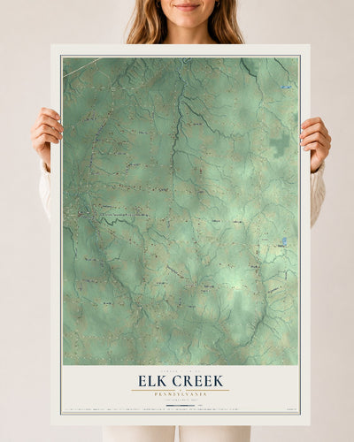 Map of Elk Creek, Pennsylvania, 24 x 36 inch unframed archival matte print