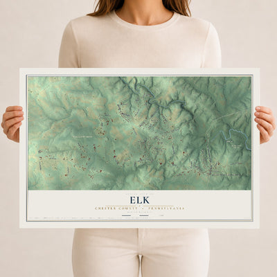 Map of Elk, Chester County, Pennsylvania, 12 x 18 inch unframed archival matte print