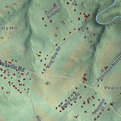 Close-up of the map of Elk, Chester County, Pennsylvania print showing street and building detail