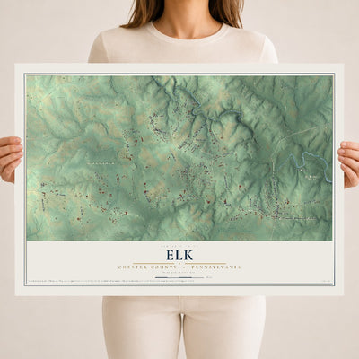Map of Elk, Chester County, Pennsylvania, 18 x 24 inch unframed archival matte print