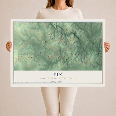 Map of Elk, Chester County, Pennsylvania, 24 x 36 inch unframed archival matte print