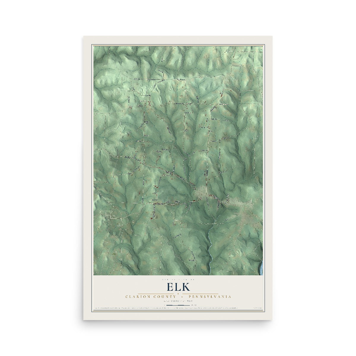 Map of Elk, Clarion County, Pennsylvania, 12 x 18 inch unframed archival matte print