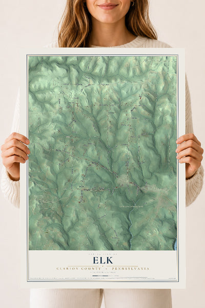 Map of Elk, Clarion County, Pennsylvania, 18 x 24 inch unframed archival matte print