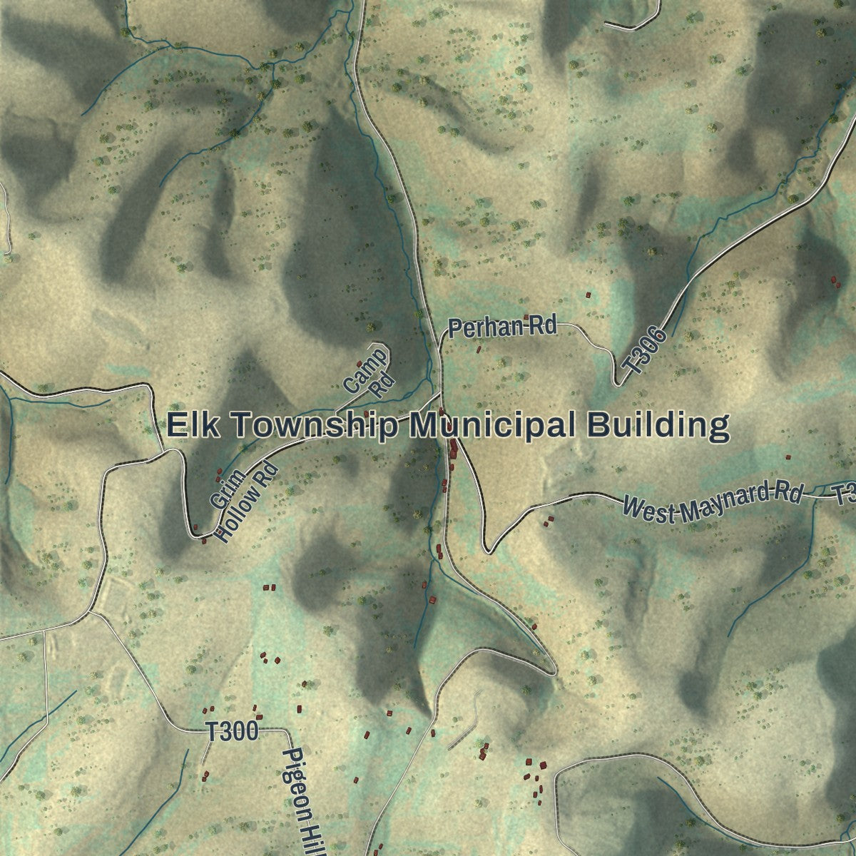 Close-up of the map of Elk, Tioga County, Pennsylvania print showing street and building detail