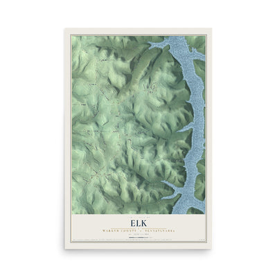 Map of Elk, Warren County, Pennsylvania, 12 x 18 inch unframed archival matte print