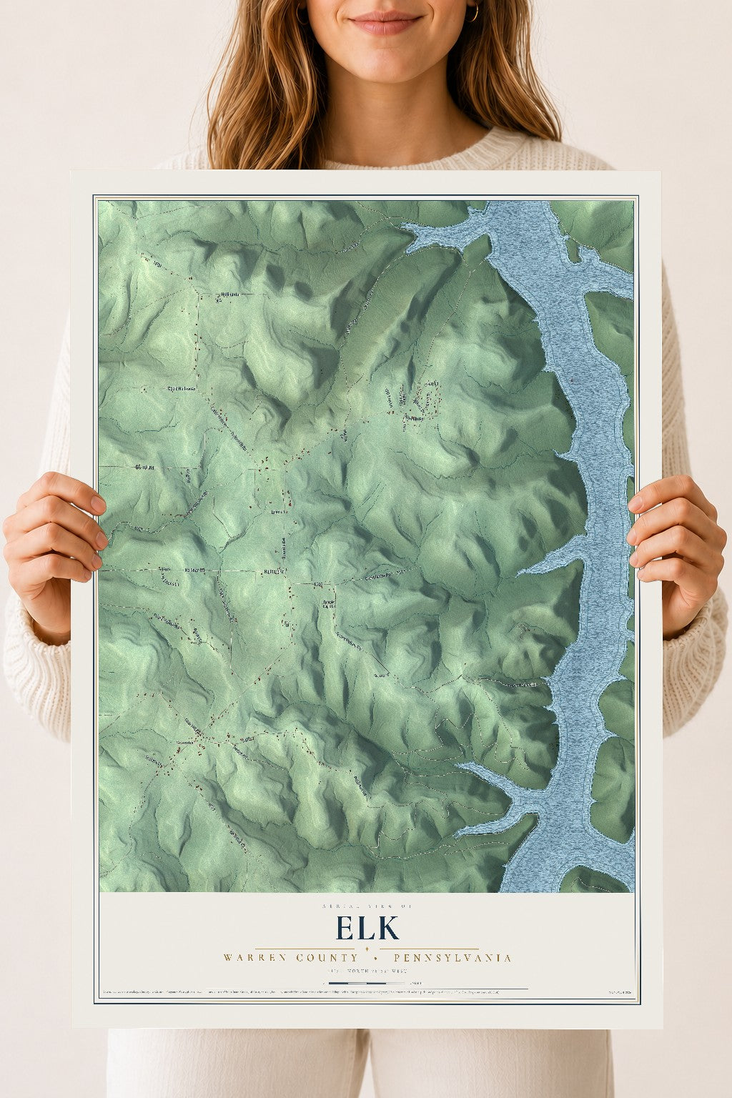 Map of Elk, Warren County, Pennsylvania, 18 x 24 inch unframed archival matte print