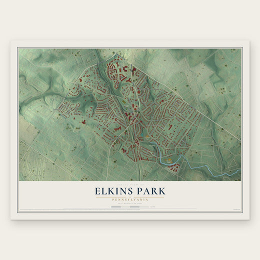 Elkins Park, Pennsylvania map print, the full design