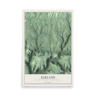 Map of Elkland, Sullivan County, Pennsylvania, 12 x 18 inch unframed archival matte print