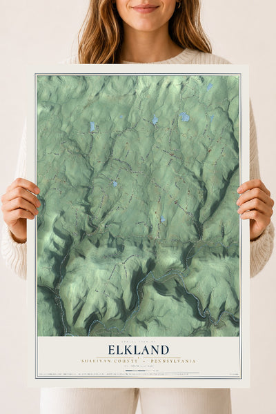 Map of Elkland, Sullivan County, Pennsylvania, 18 x 24 inch unframed archival matte print