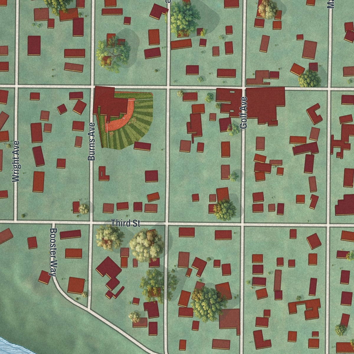 Close-up of the map of Ellport, Pennsylvania print showing street and building detail