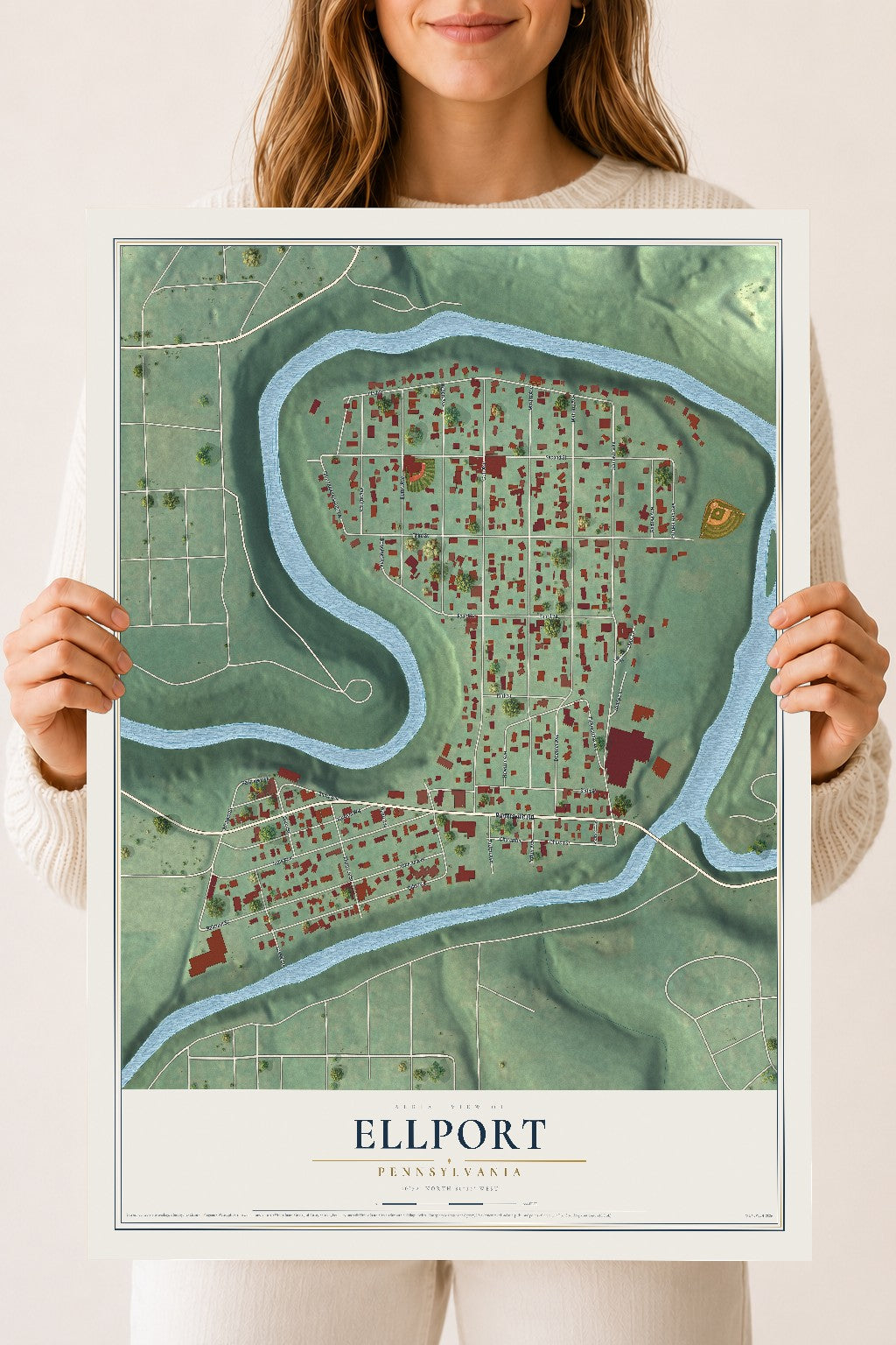 Map of Ellport, Pennsylvania, 18 x 24 inch unframed archival matte print