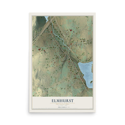 Map of Elmhurst, Pennsylvania, 12 x 18 inch unframed archival matte print