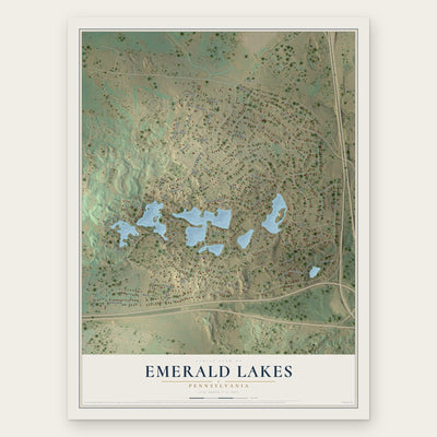 Emerald Lakes, Pennsylvania map print, the full design