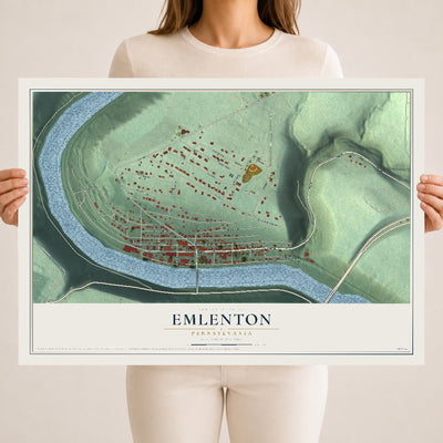 Map of Emlenton, Pennsylvania, 18 x 24 inch unframed archival matte print
