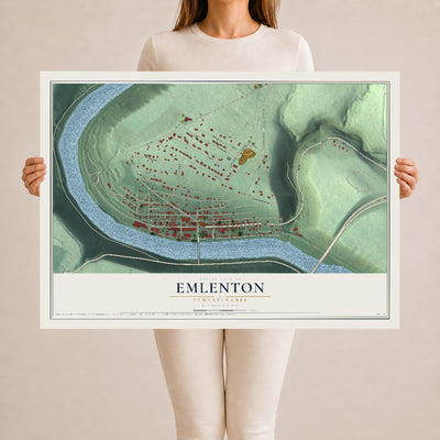 Map of Emlenton, Pennsylvania, 24 x 36 inch unframed archival matte print