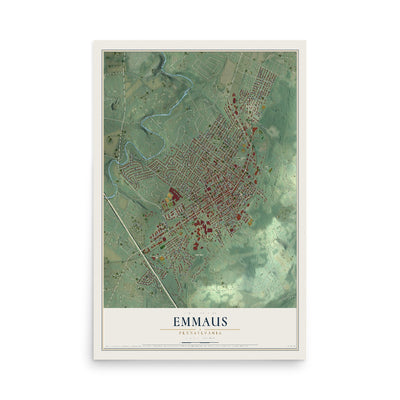 Map of Emmaus, Pennsylvania, 12 x 18 inch unframed archival matte print