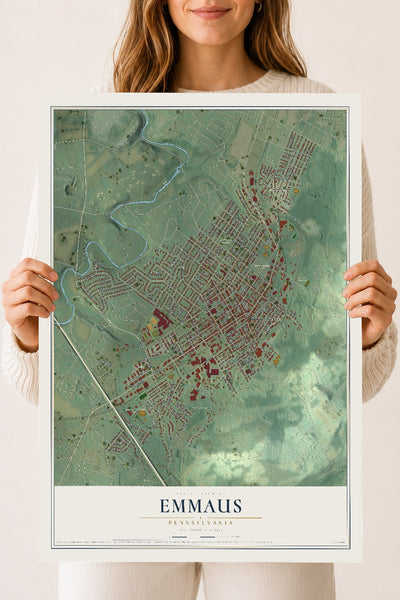 Map of Emmaus, Pennsylvania, 18 x 24 inch unframed archival matte print