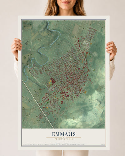 Map of Emmaus, Pennsylvania, 24 x 36 inch unframed archival matte print