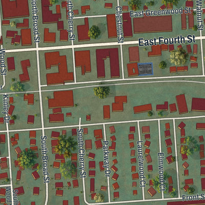 Second close-up of the map of Emporium, Pennsylvania print showing more streets and buildings