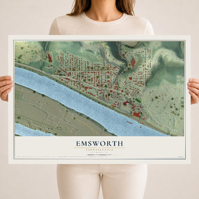 Map of Emsworth, Pennsylvania, 18 x 24 inch unframed archival matte print