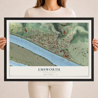 Map of Emsworth, Pennsylvania, 18 x 24 inch print in a black wood frame