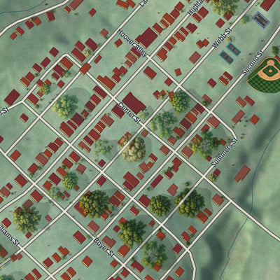 Close-up of the map of Enhaut, Pennsylvania print showing street and building detail